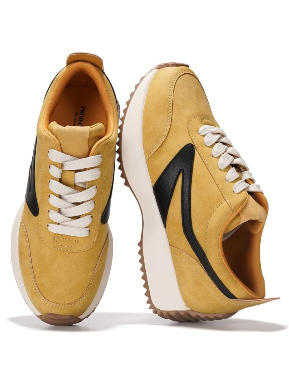 Women's Balinda-mustard Memory Foam Insole Lightweight Closed Toe Lace Up Sneake
